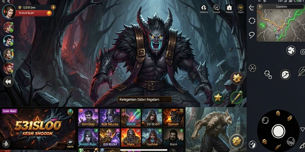 Tampilan gameplay menegangkan dalam 531SLOT saat menghadapi kegelapan.
