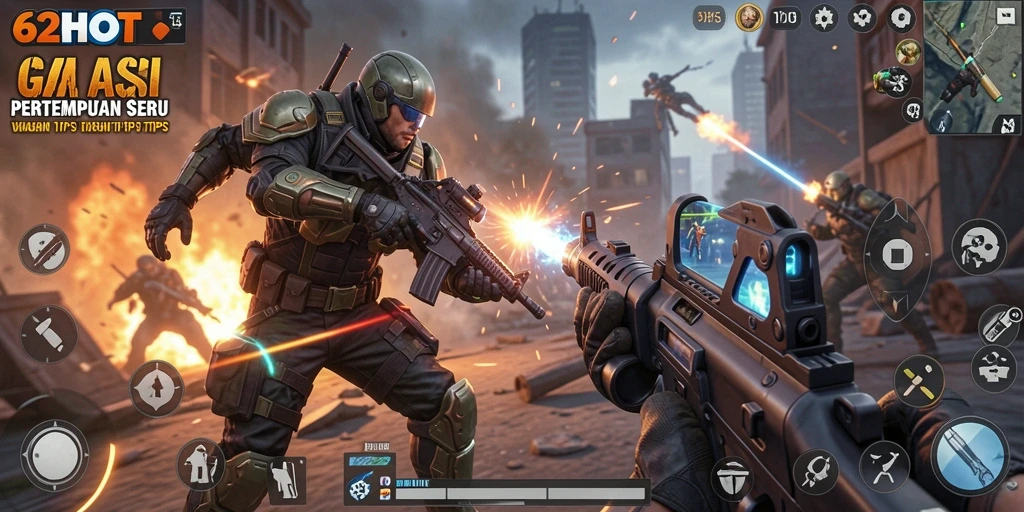 Tangkapan layar dari gameplay menegangkan di 62HOT dengan aksi TPS.