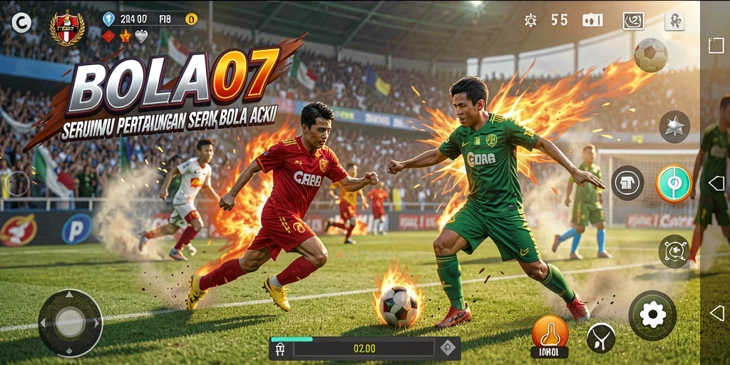 Tangkapan layar utama <strong>BOLA07</strong> memperlihatkan aksi ketegangan di lapangan sepak bola.