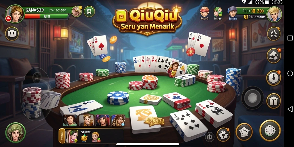 Tampilan gameplay seru dalam permainan QiuQiu GANAS33.