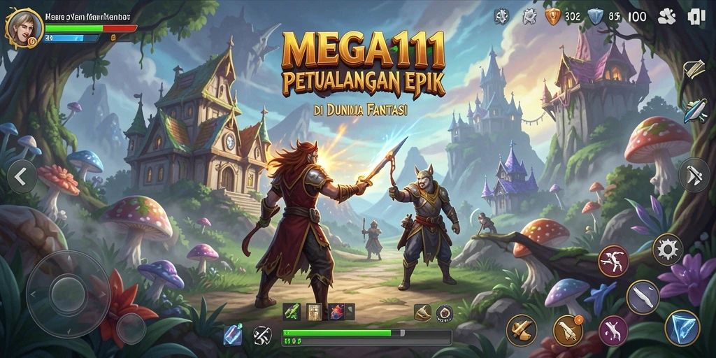Tangkapan layar dari gameplay MEGA111 yang menunjukkan aksi pertarungan seru.