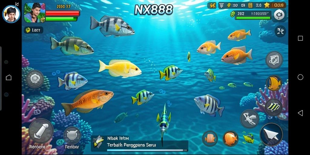 Tampilan menarik dari gameplay Tembak Ikan NX888.