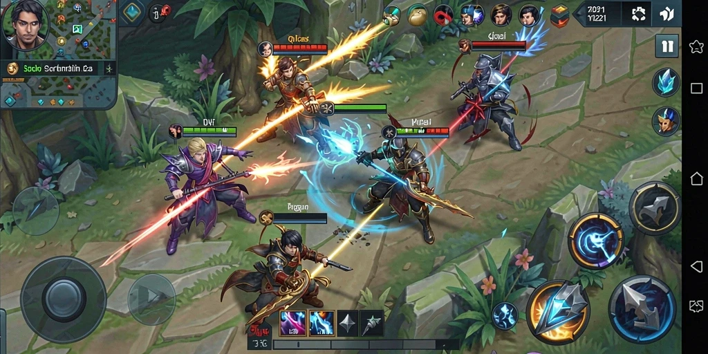 Tangkapan layar gameplay QQ1221 yang menampilkan pertarungan strategis yang mendebarkan.