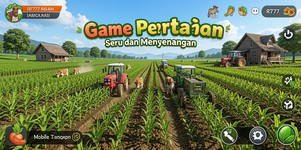 Tampilan menarik dari gameplay pertanian di RR777.