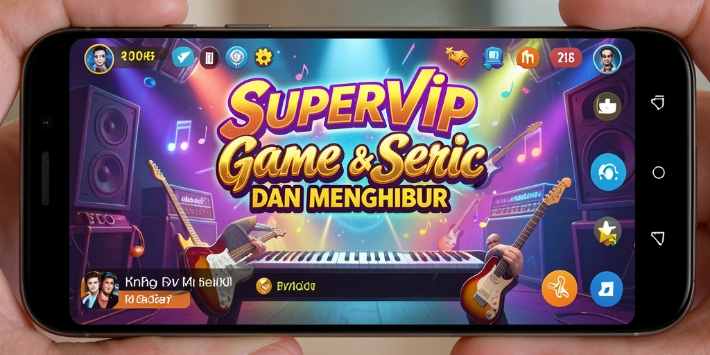 Screenshot gameplay SUPERVIP menampilkan pengalaman bernyanyi yang seru.