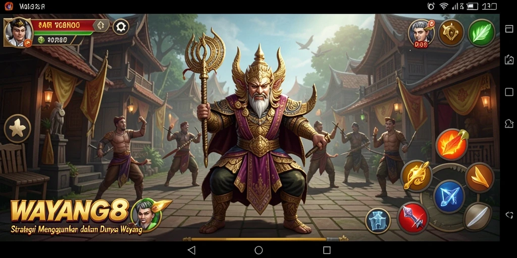 Tangkapan layar gameplay menarik dari WAYANG88 dengan karakter wayang.