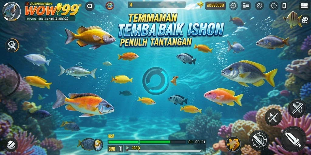 Tampilan permainan Tembak Ikan dengan grafis yang vibrant.